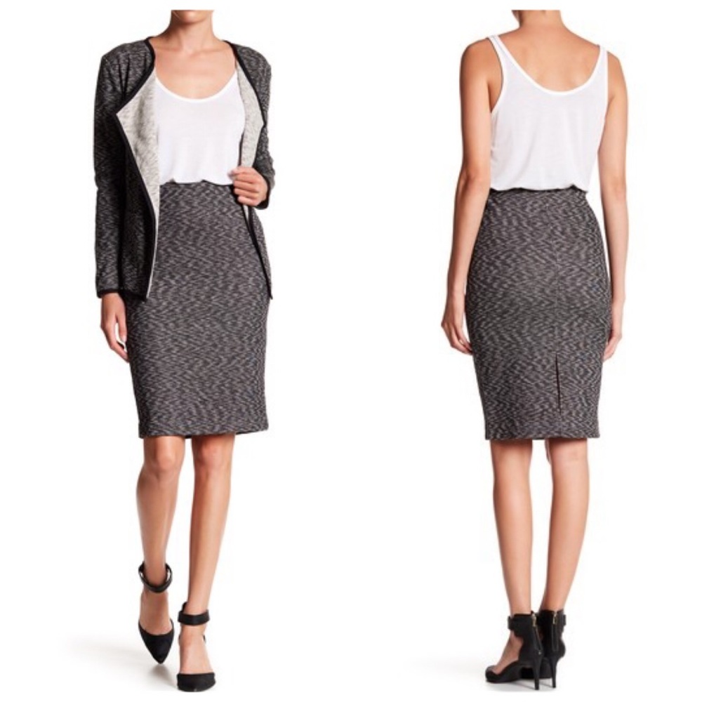 Charcoal Mix Ponte Knit Skirt